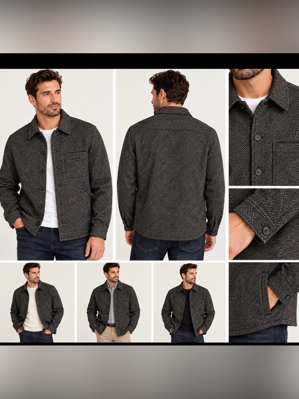 Banana Republic Men’s Black Gray Textured Shirt Jacket Shacket Size S NWT